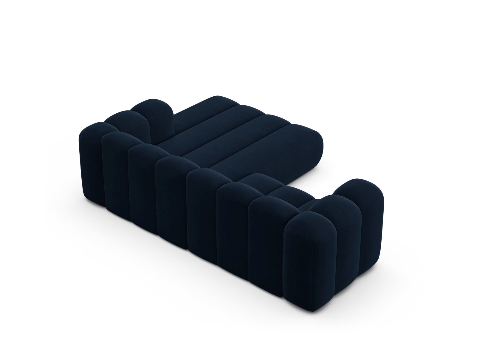 Velvet Modular Right Corner Sofa, "Lupine", 3 Seats, 230x177x70