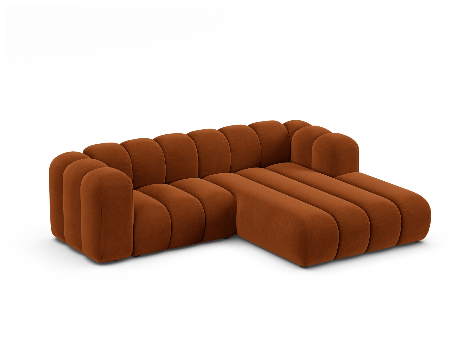 Velvet Modular Right Corner Sofa, "Lupine", 3 Seats, 230x177x70