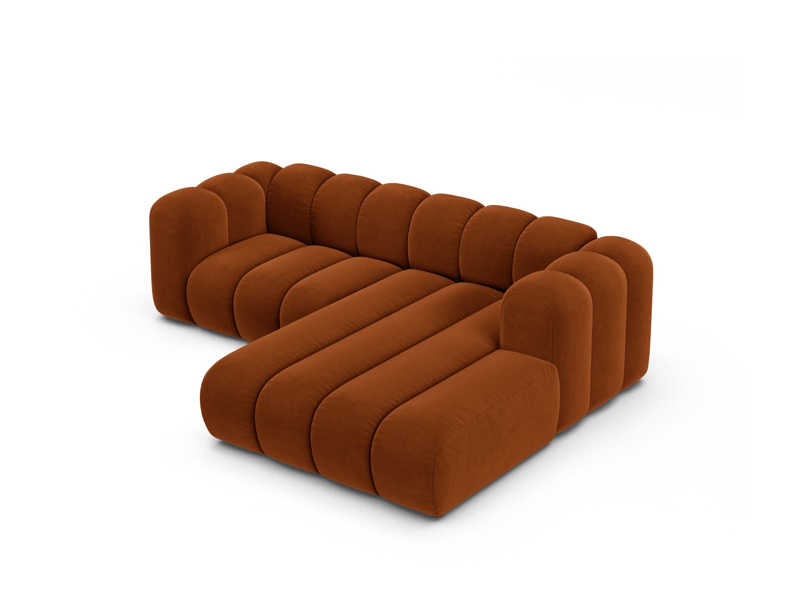 Velvet Modular Right Corner Sofa, "Lupine", 3 Seats, 230x177x70