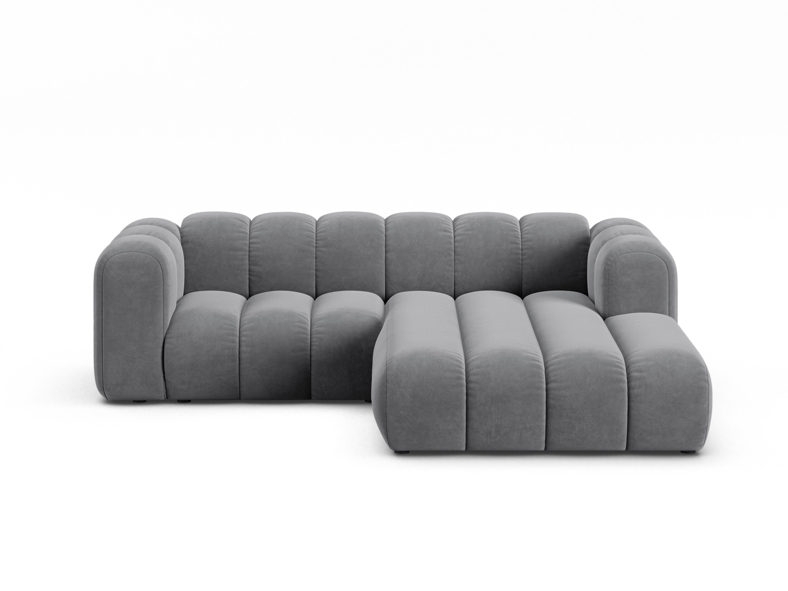 Velvet Modular Right Corner Sofa, "Lupine", 3 Seats, 230x177x70