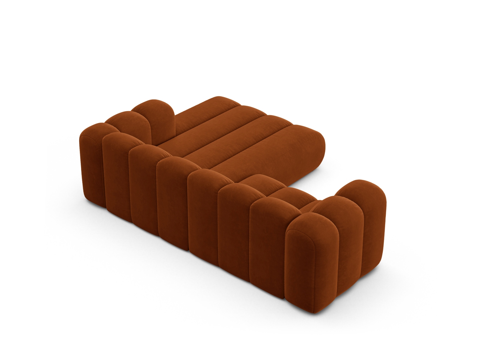Velvet Modular Right Corner Sofa, "Lupine", 3 Seats, 230x177x70