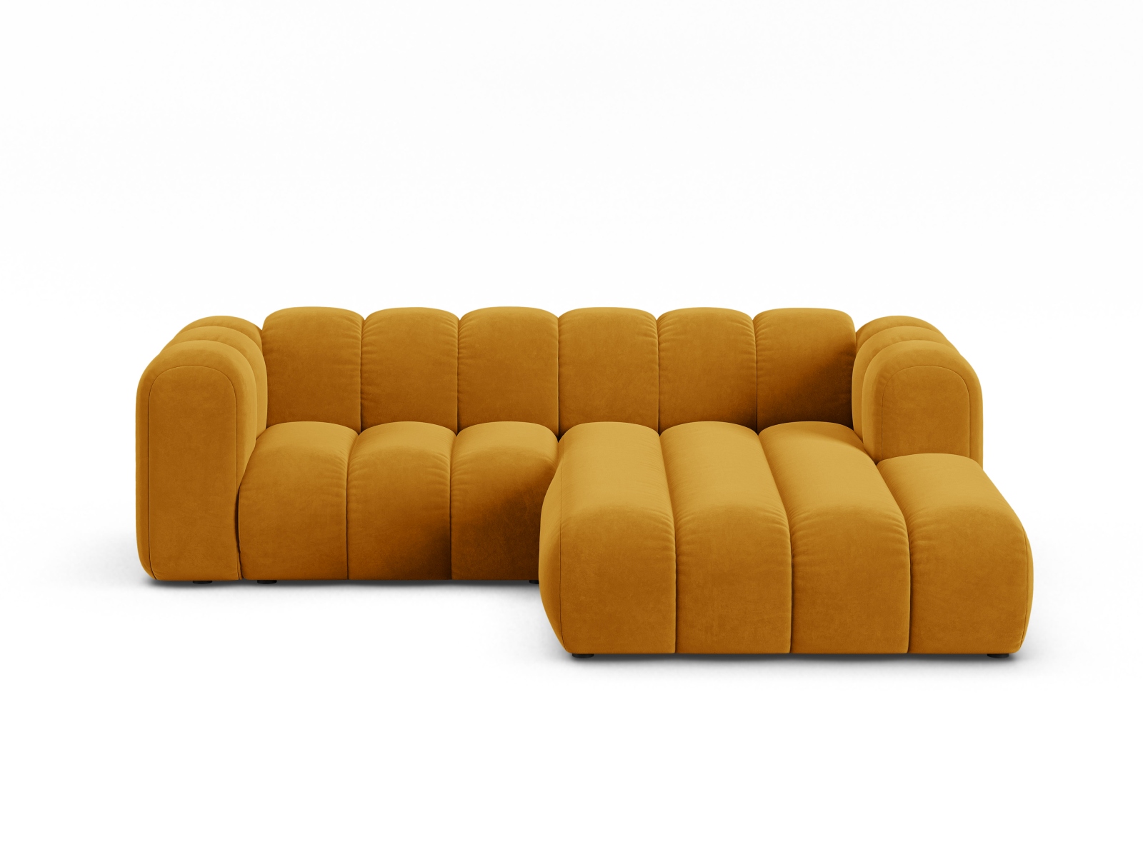Velvet Modular Right Corner Sofa, "Lupine", 3 Seats, 230x177x70