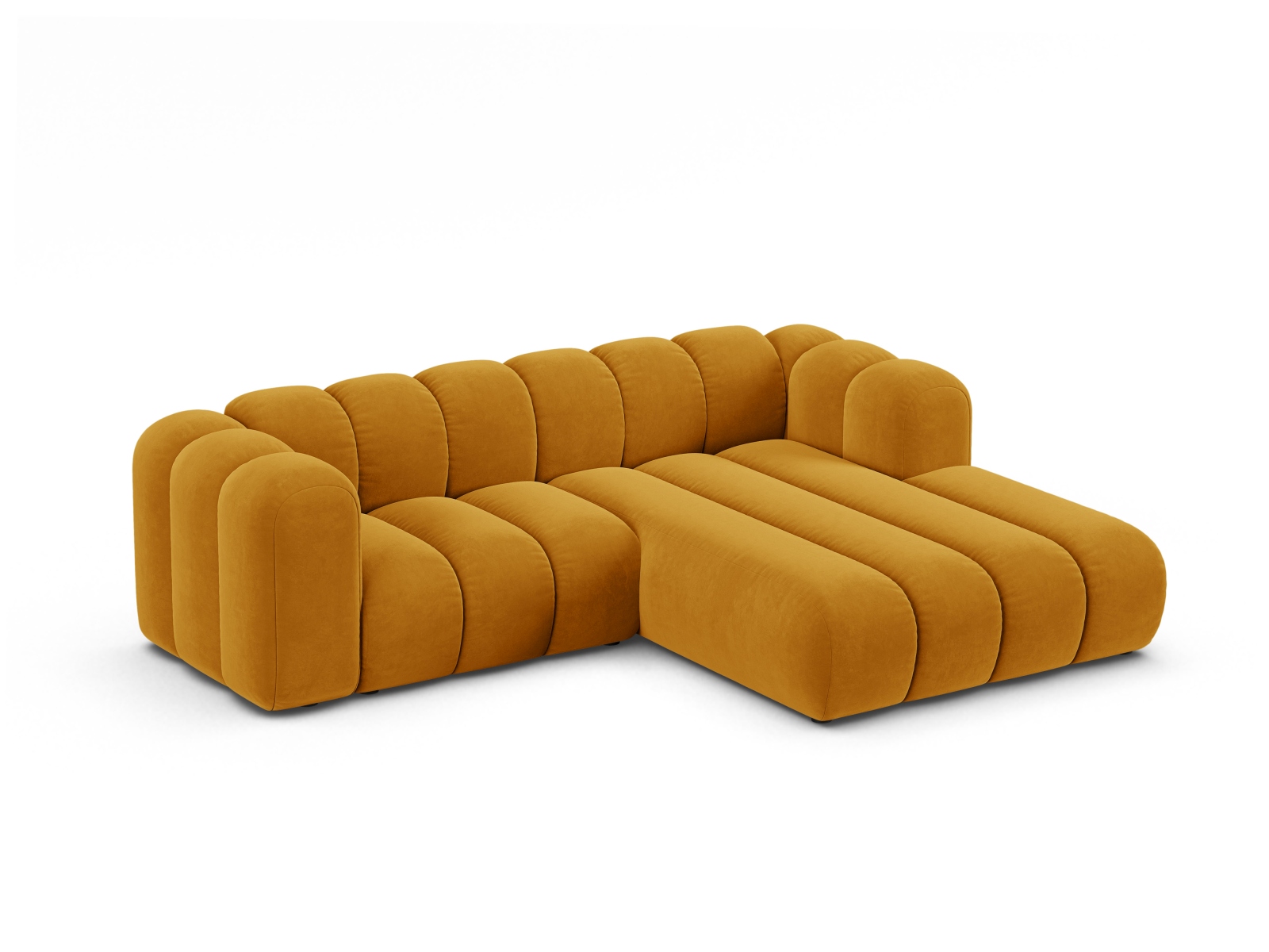 Velvet Modular Right Corner Sofa, "Lupine", 3 Seats, 230x177x70