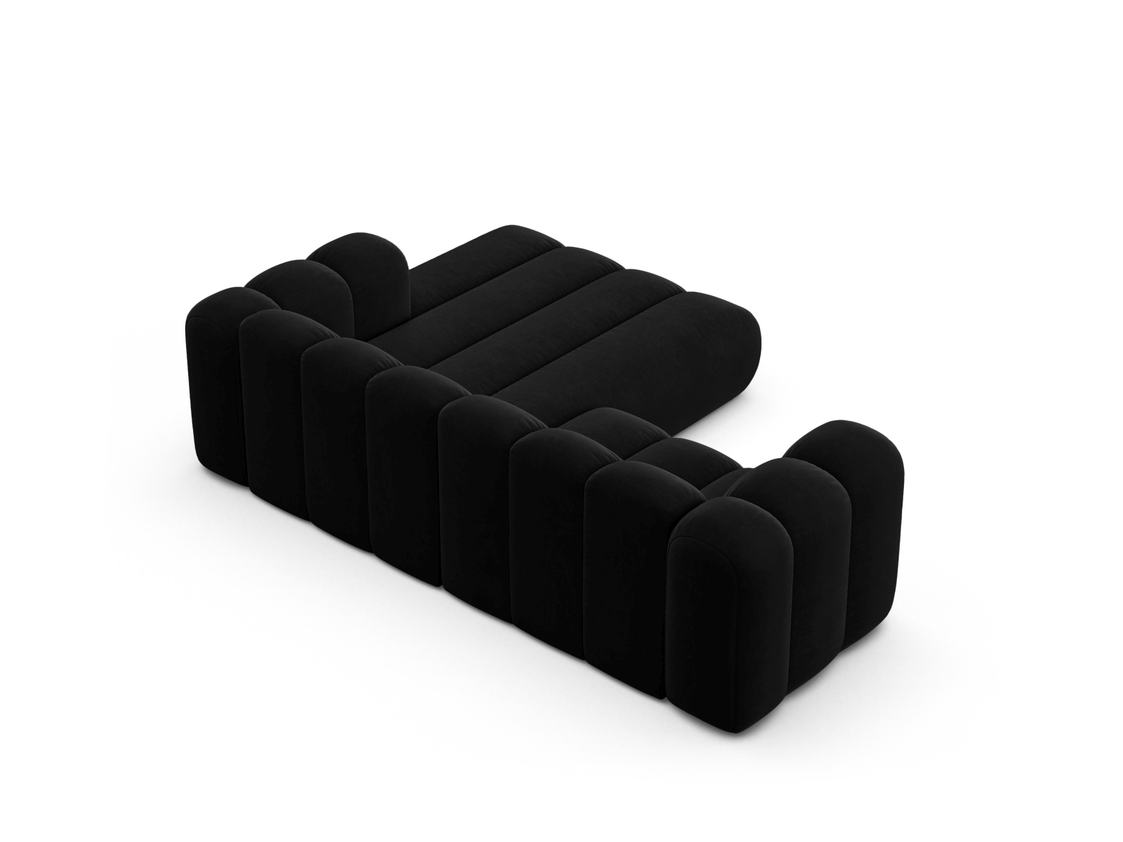 Velvet Modular Right Corner Sofa, "Lupine", 3 Seats, 230x177x70