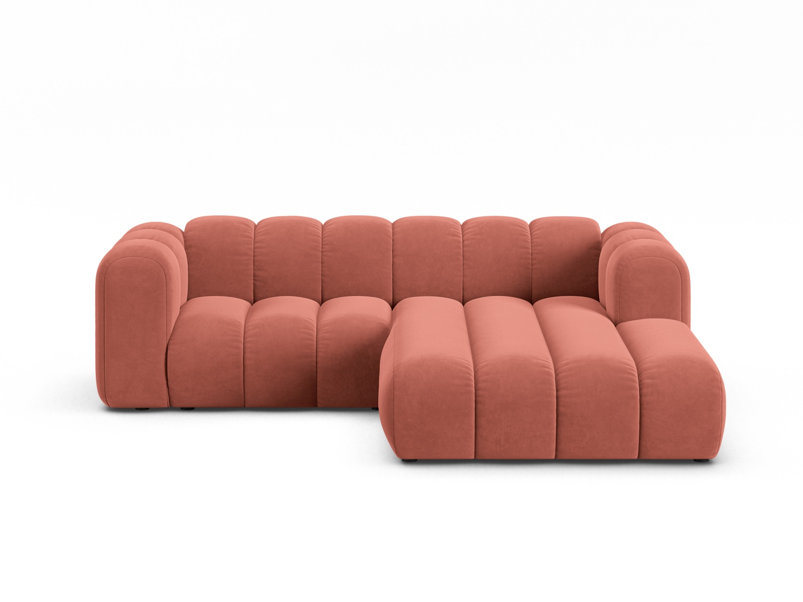 Velvet Modular Right Corner Sofa, "Lupine", 3 Seats, 230x177x70