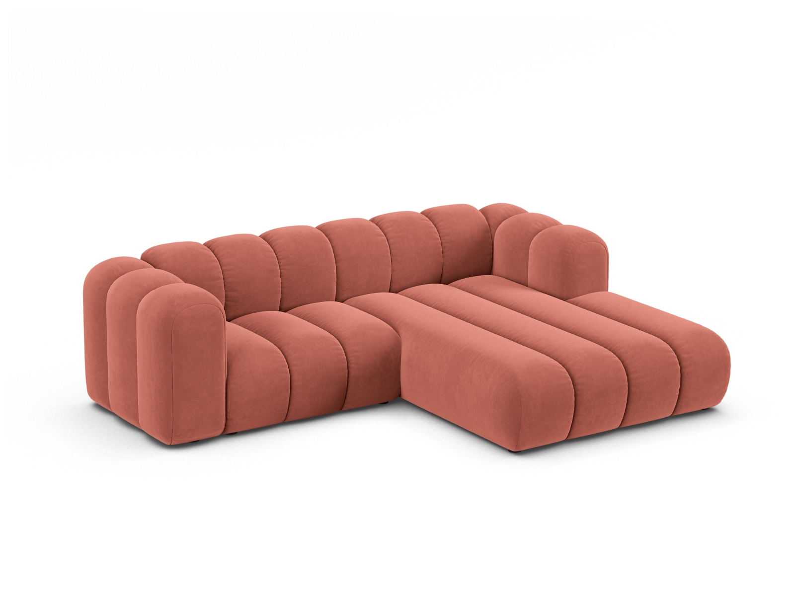 Velvet Modular Right Corner Sofa, "Lupine", 3 Seats, 230x177x70