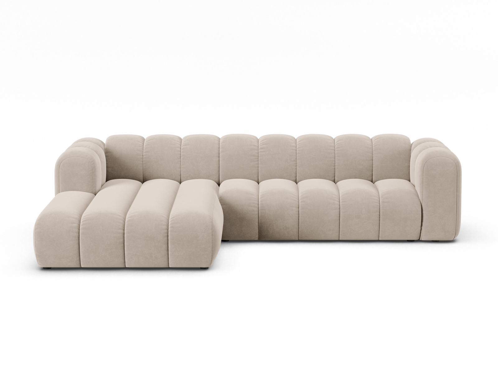 Velvet Modular Left Corner Sofa, "Lupine", 4 Seats, 290x177x70