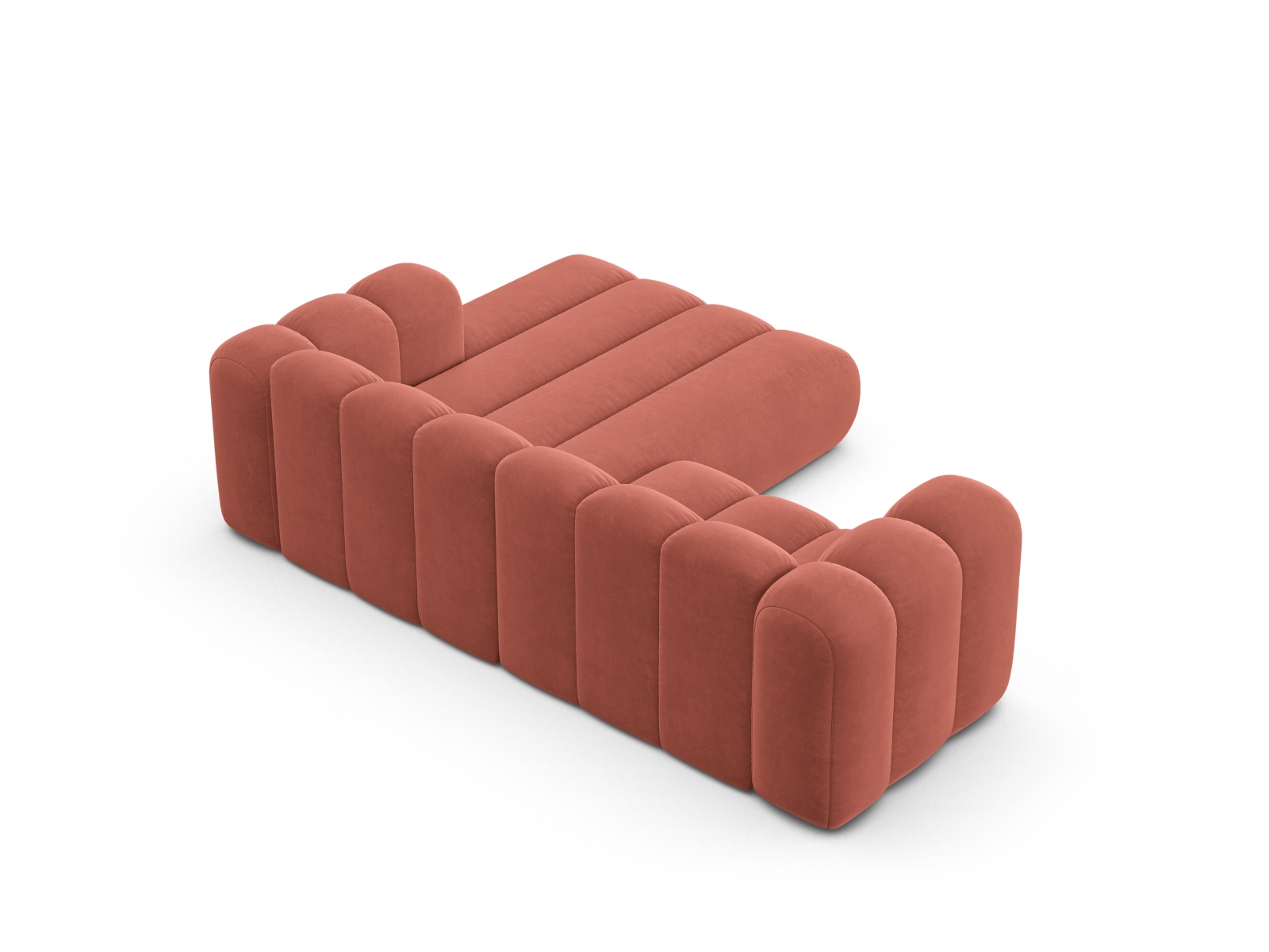 Velvet Modular Right Corner Sofa, "Lupine", 3 Seats, 230x177x70