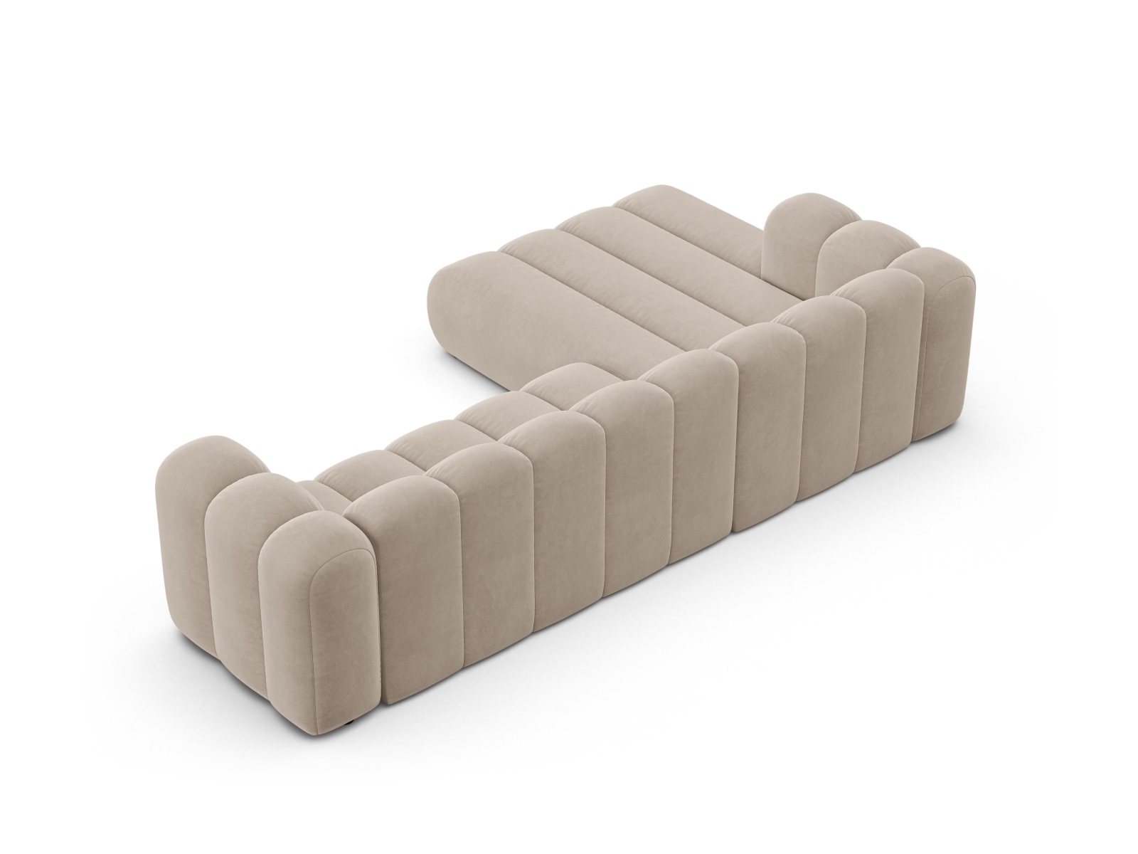 Velvet Modular Left Corner Sofa, "Lupine", 4 Seats, 290x177x70