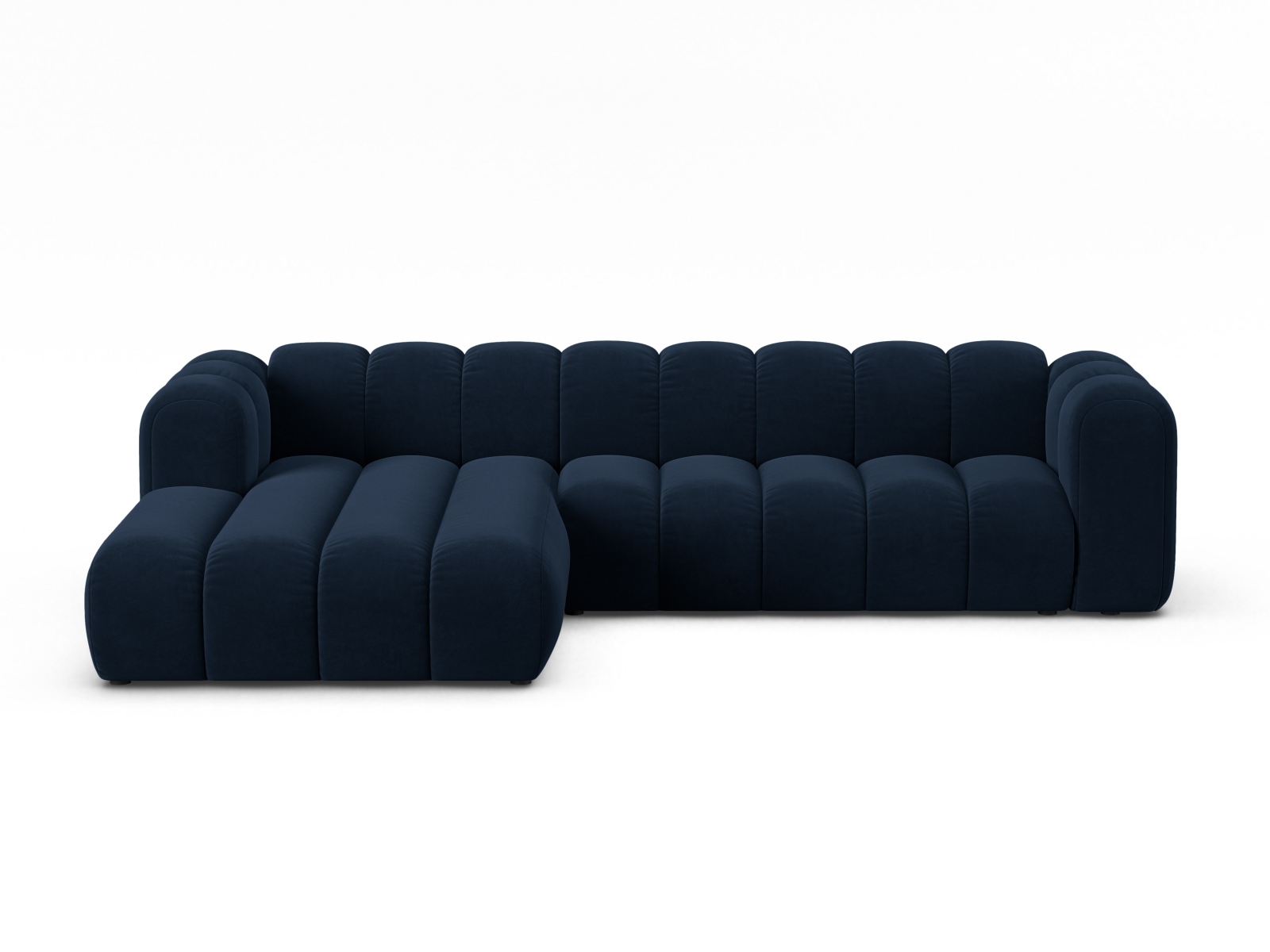 Velvet Modular Left Corner Sofa, "Lupine", 4 Seats, 290x177x70