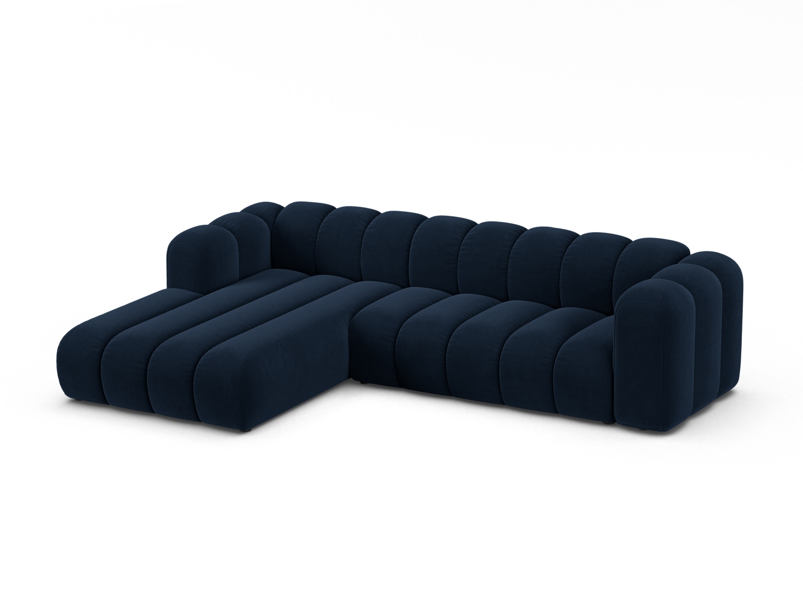 Velvet Modular Left Corner Sofa, "Lupine", 4 Seats, 290x177x70