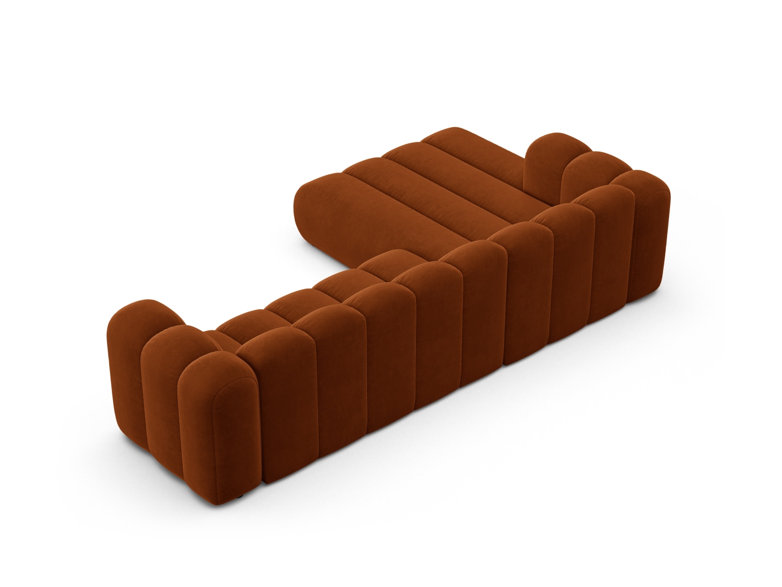 Velvet Modular Left Corner Sofa, "Lupine", 4 Seats, 290x177x70
