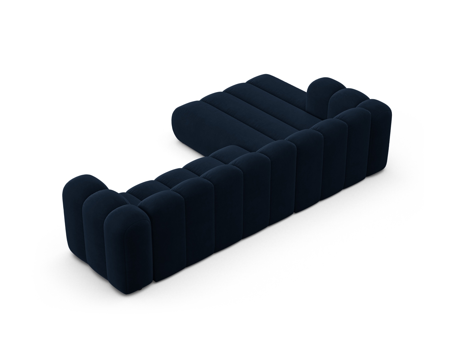 Velvet Modular Left Corner Sofa, "Lupine", 4 Seats, 290x177x70