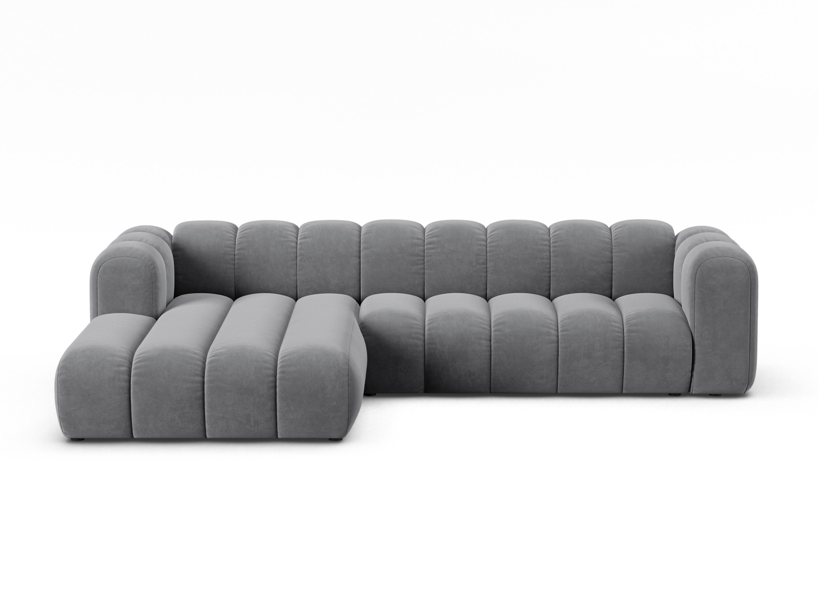 Velvet Modular Left Corner Sofa, "Lupine", 4 Seats, 290x177x70