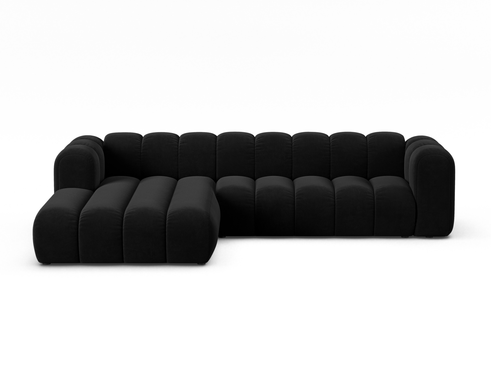 Velvet Modular Left Corner Sofa, "Lupine", 4 Seats, 290x177x70