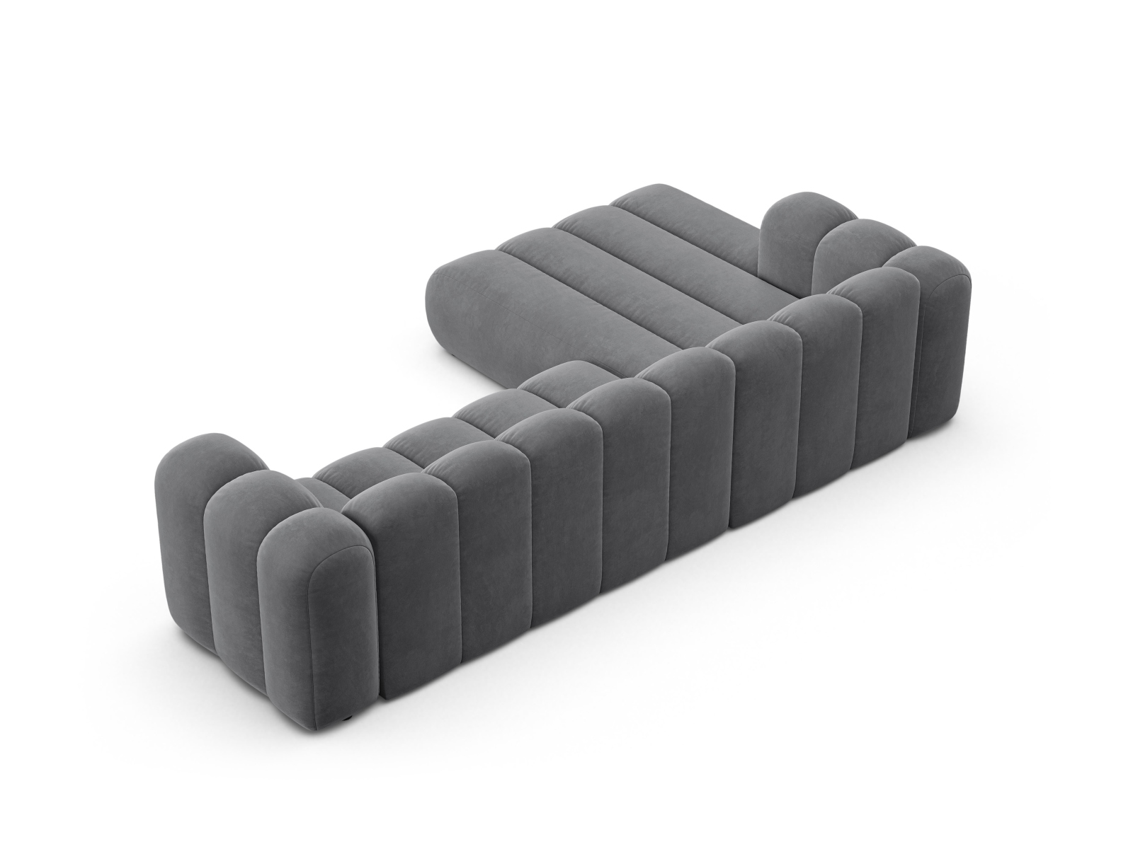 Velvet Modular Left Corner Sofa, "Lupine", 4 Seats, 290x177x70