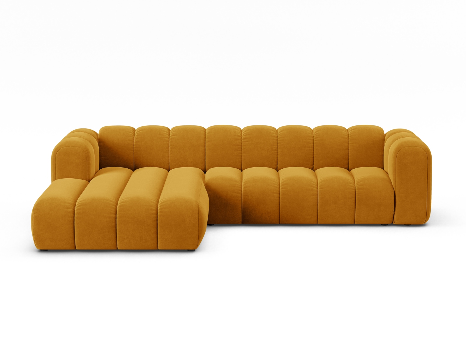 Velvet Modular Left Corner Sofa, "Lupine", 4 Seats, 290x177x70
