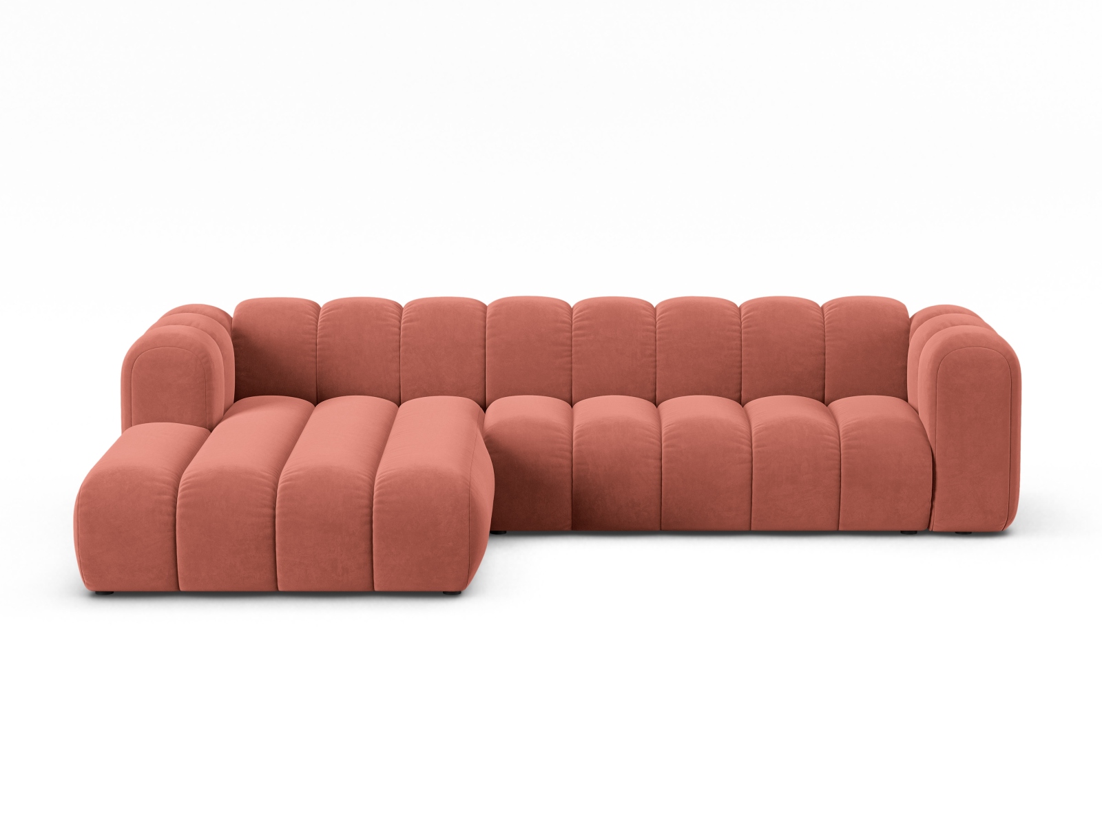 Velvet Modular Left Corner Sofa, "Lupine", 4 Seats, 290x177x70