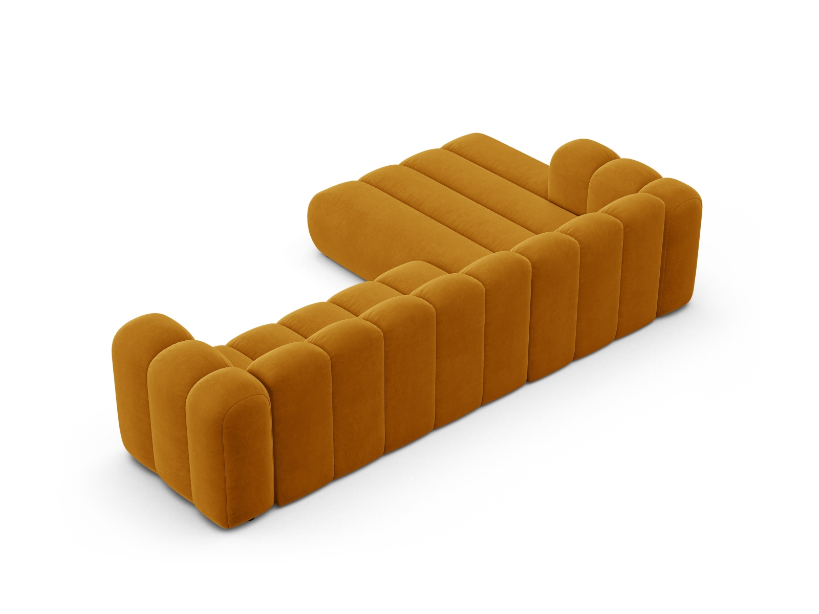 Velvet Modular Left Corner Sofa, "Lupine", 4 Seats, 290x177x70