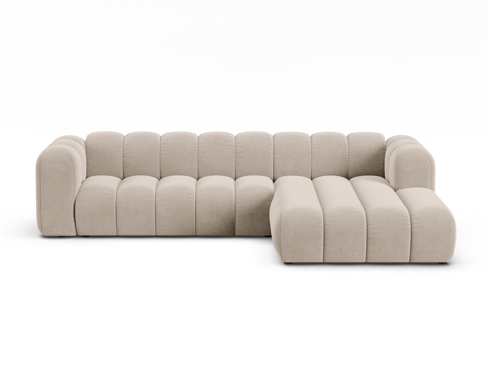 Velvet Modular Right Corner Sofa, "Lupine", 4 Seats, 290x177x70