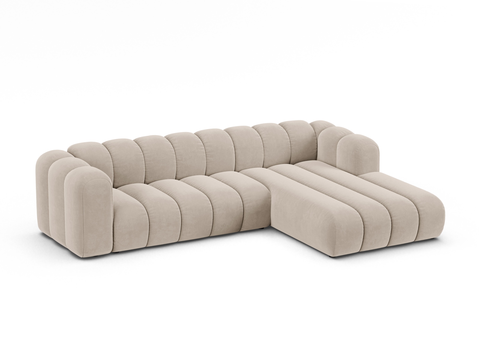 Velvet Modular Right Corner Sofa, "Lupine", 4 Seats, 290x177x70
