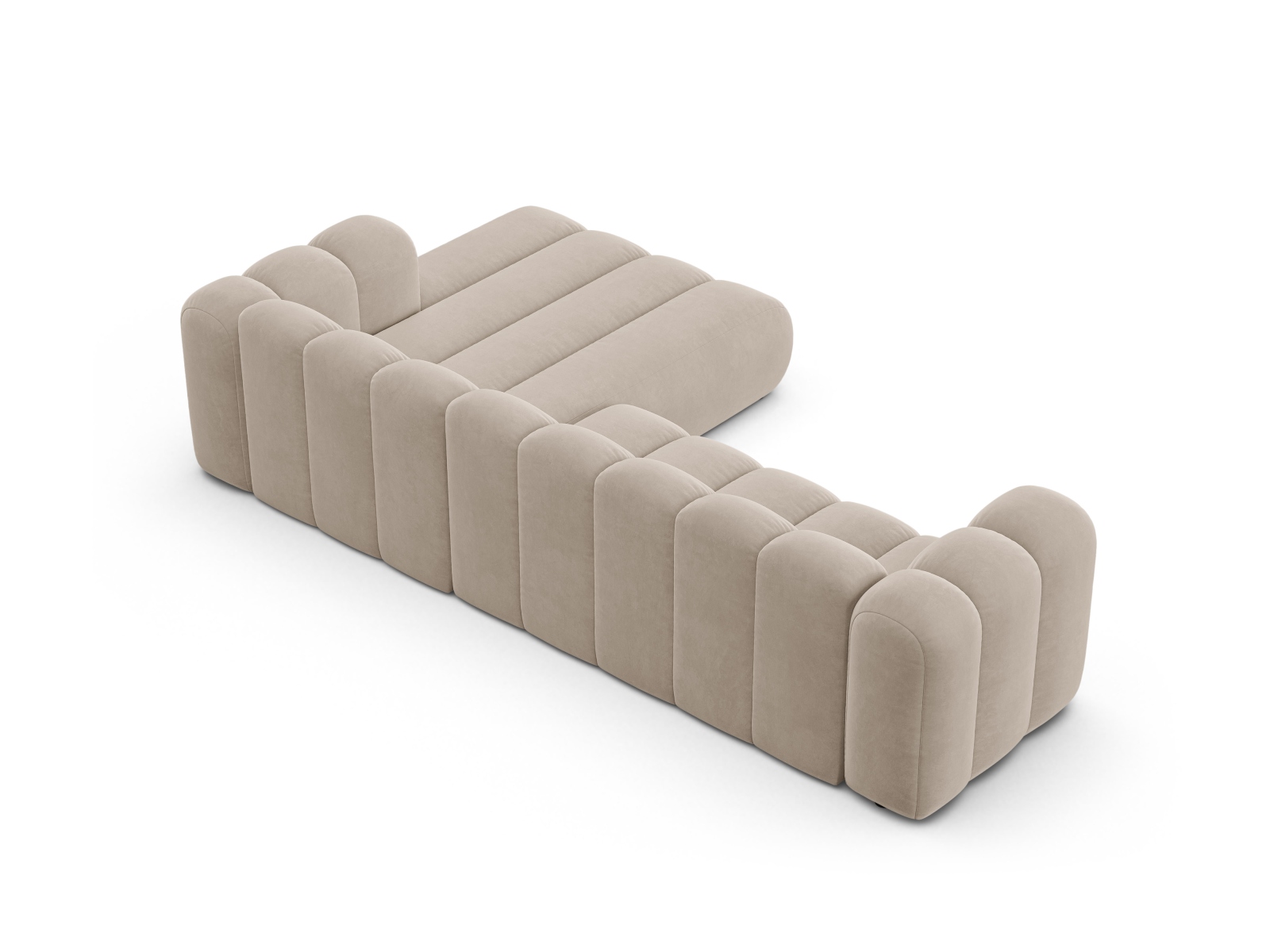 Velvet Modular Right Corner Sofa, "Lupine", 4 Seats, 290x177x70