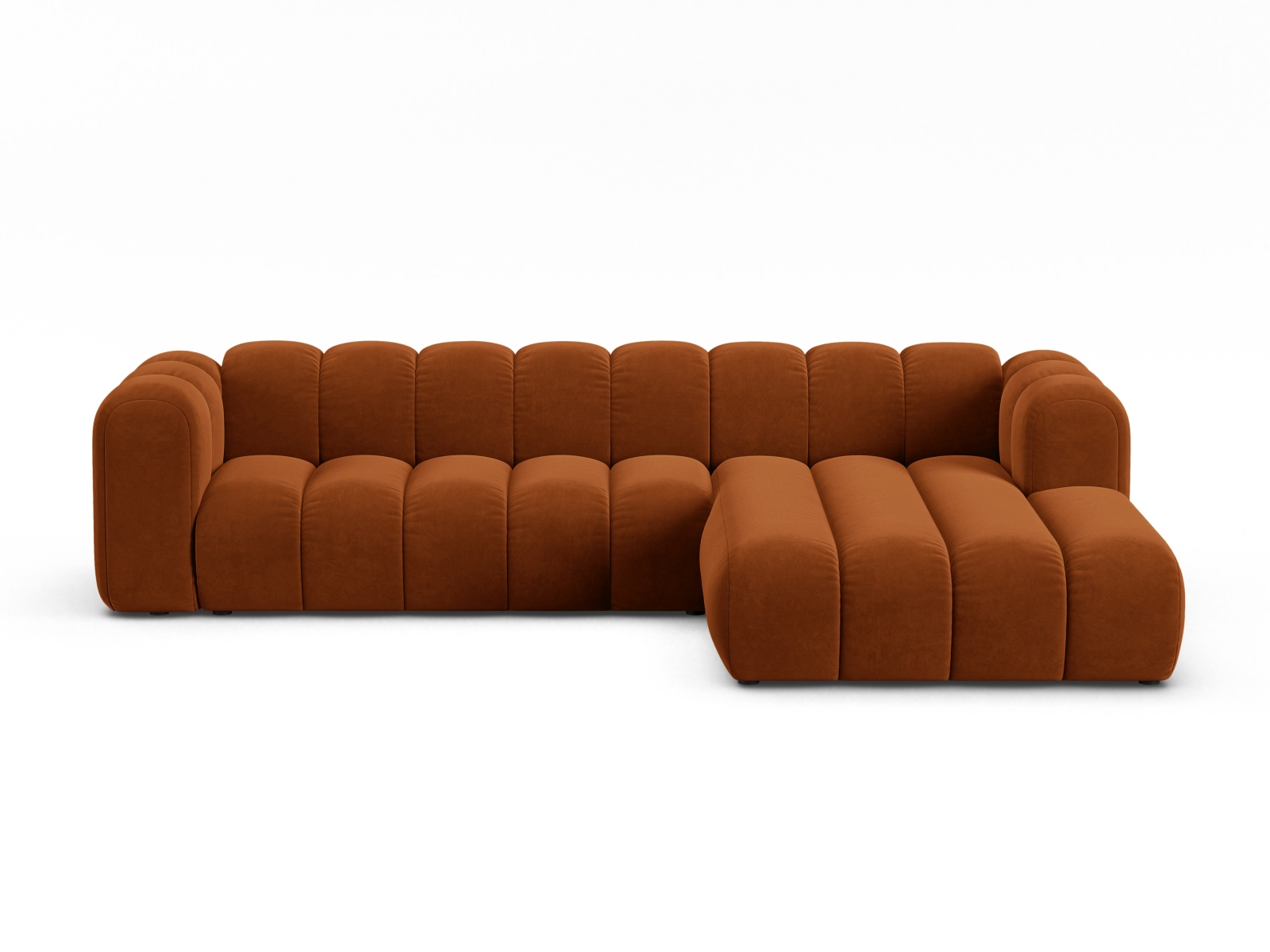 Velvet Modular Right Corner Sofa, "Lupine", 4 Seats, 290x177x70
