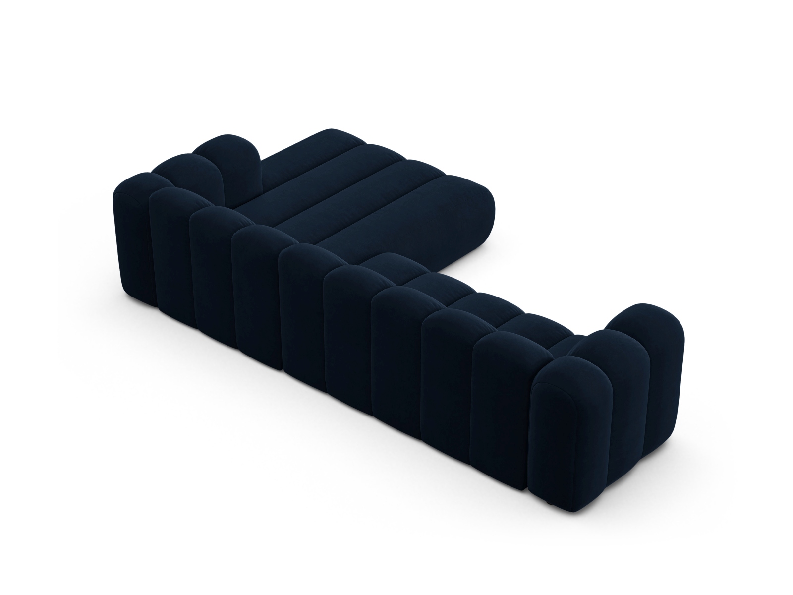 Velvet Modular Right Corner Sofa, "Lupine", 4 Seats, 290x177x70