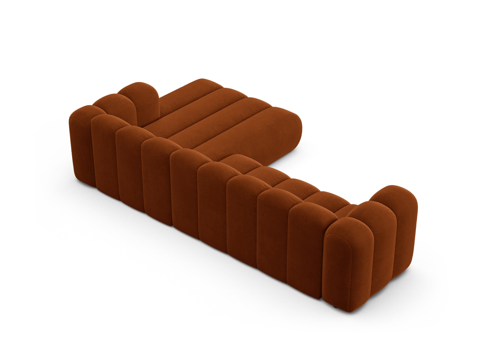 Velvet Modular Right Corner Sofa, "Lupine", 4 Seats, 290x177x70