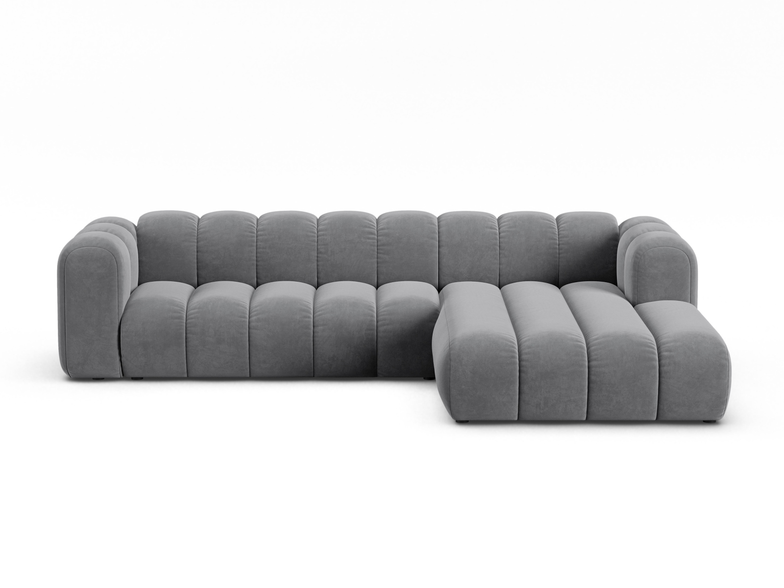 Velvet Modular Right Corner Sofa, "Lupine", 4 Seats, 290x177x70
