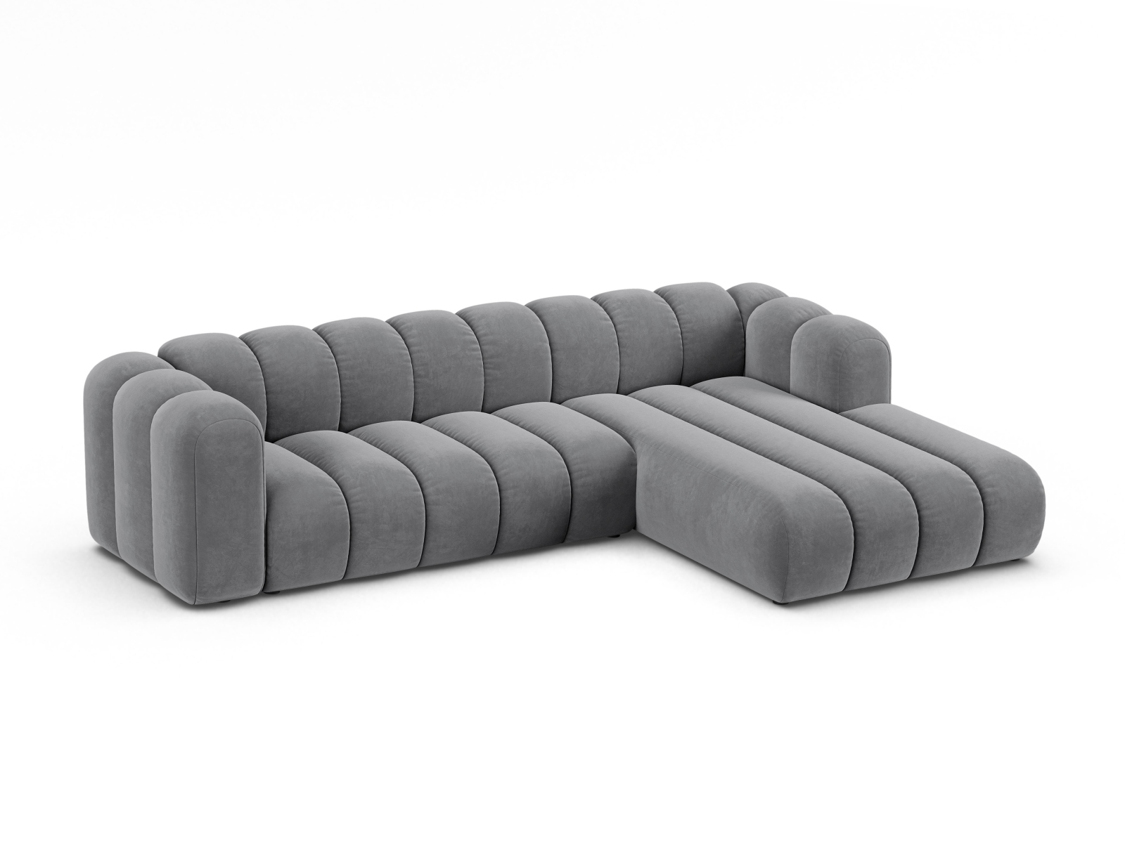 Velvet Modular Right Corner Sofa, "Lupine", 4 Seats, 290x177x70