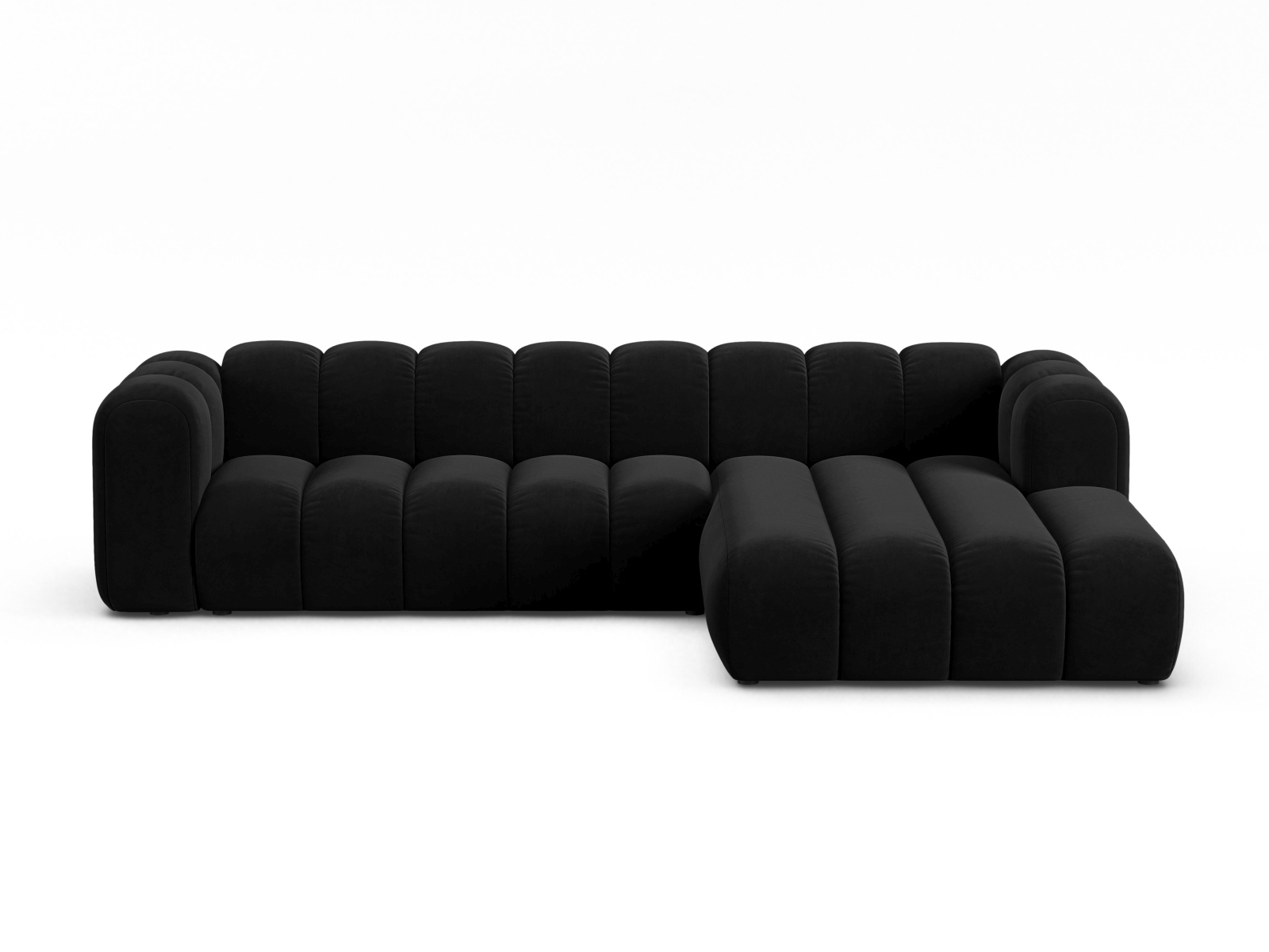 Velvet Modular Right Corner Sofa, "Lupine", 4 Seats, 290x177x70