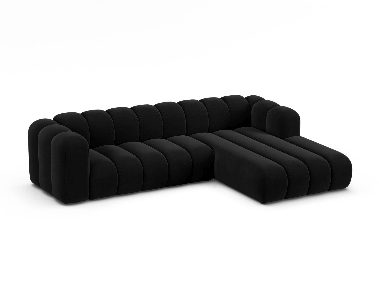 Velvet Modular Right Corner Sofa, "Lupine", 4 Seats, 290x177x70