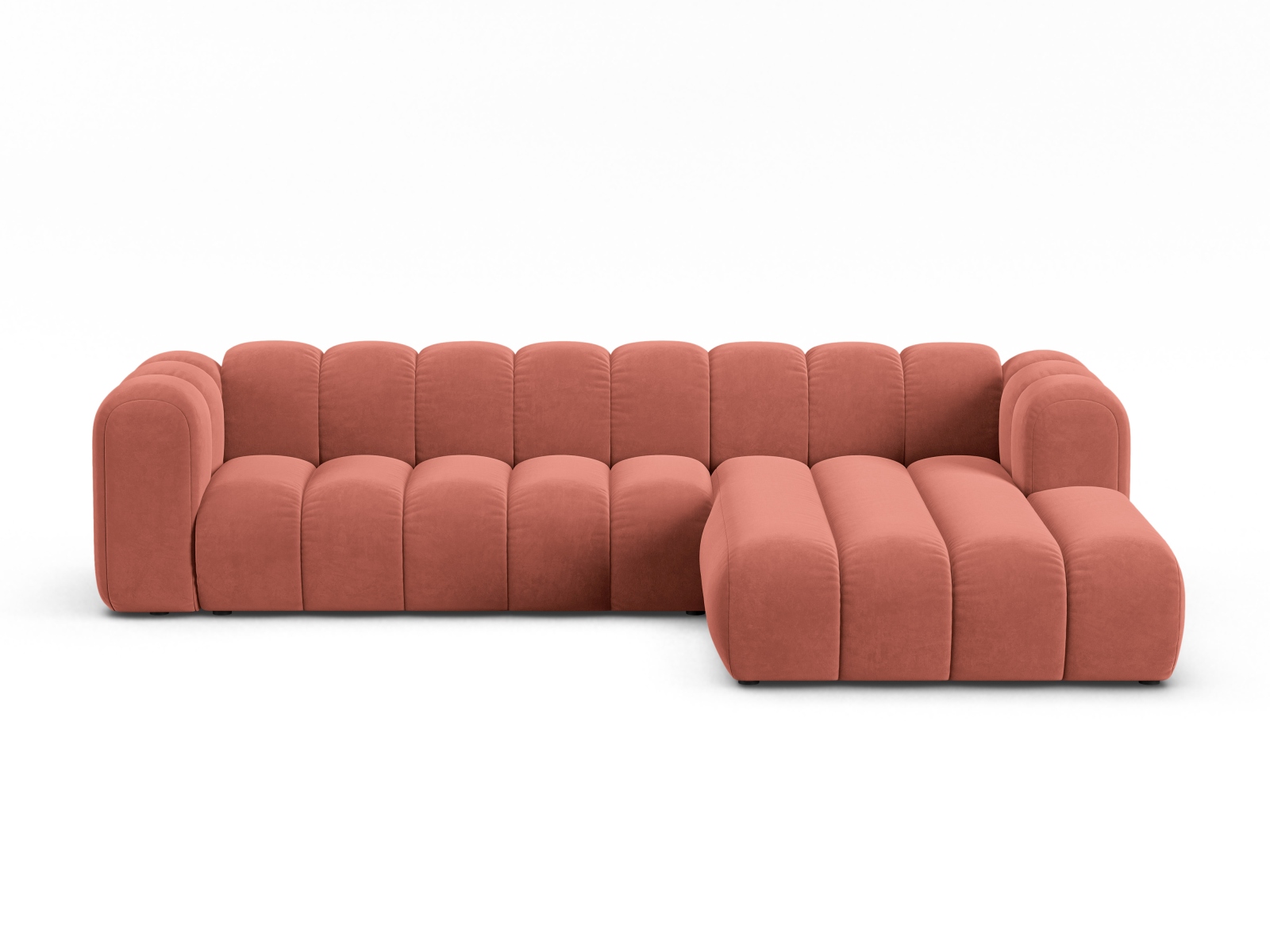 Velvet Modular Right Corner Sofa, "Lupine", 4 Seats, 290x177x70