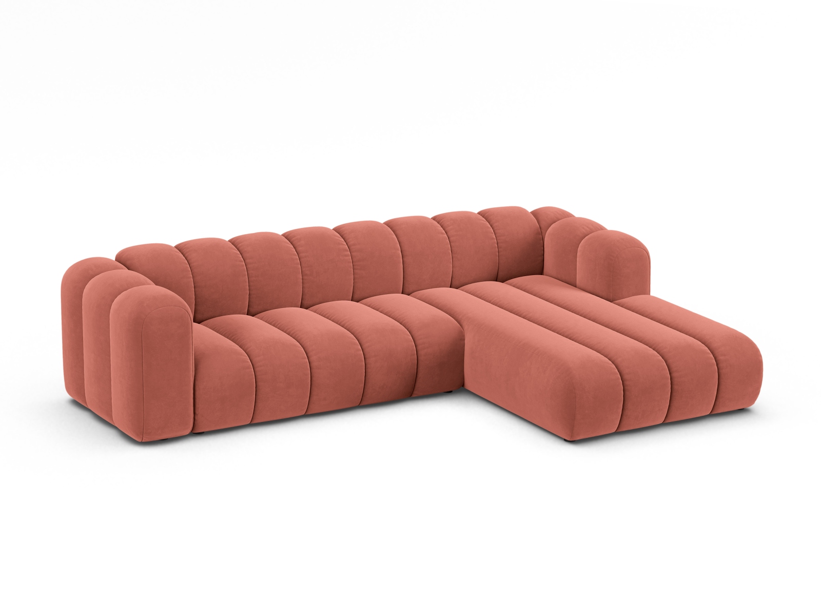 Velvet Modular Right Corner Sofa, "Lupine", 4 Seats, 290x177x70