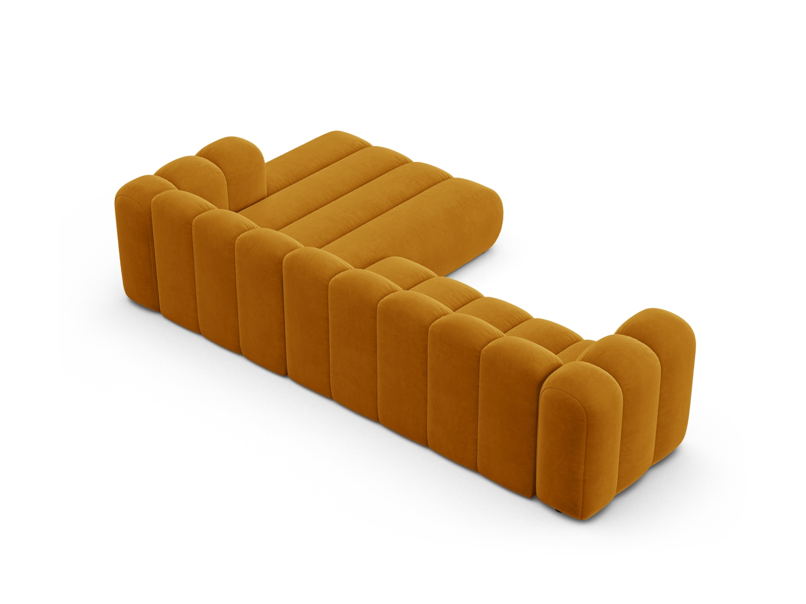 Velvet Modular Right Corner Sofa, "Lupine", 4 Seats, 290x177x70