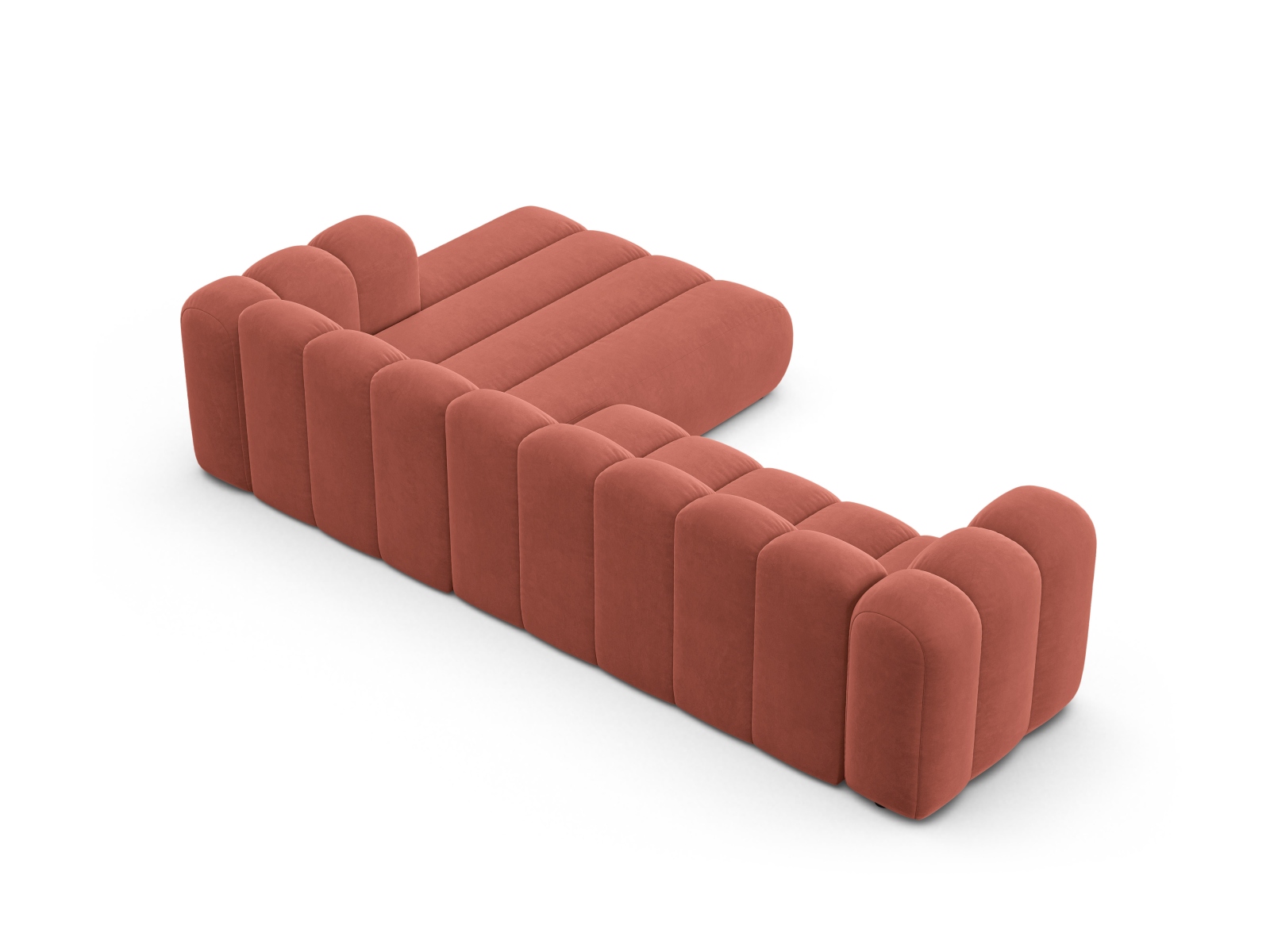 Velvet Modular Right Corner Sofa, "Lupine", 4 Seats, 290x177x70