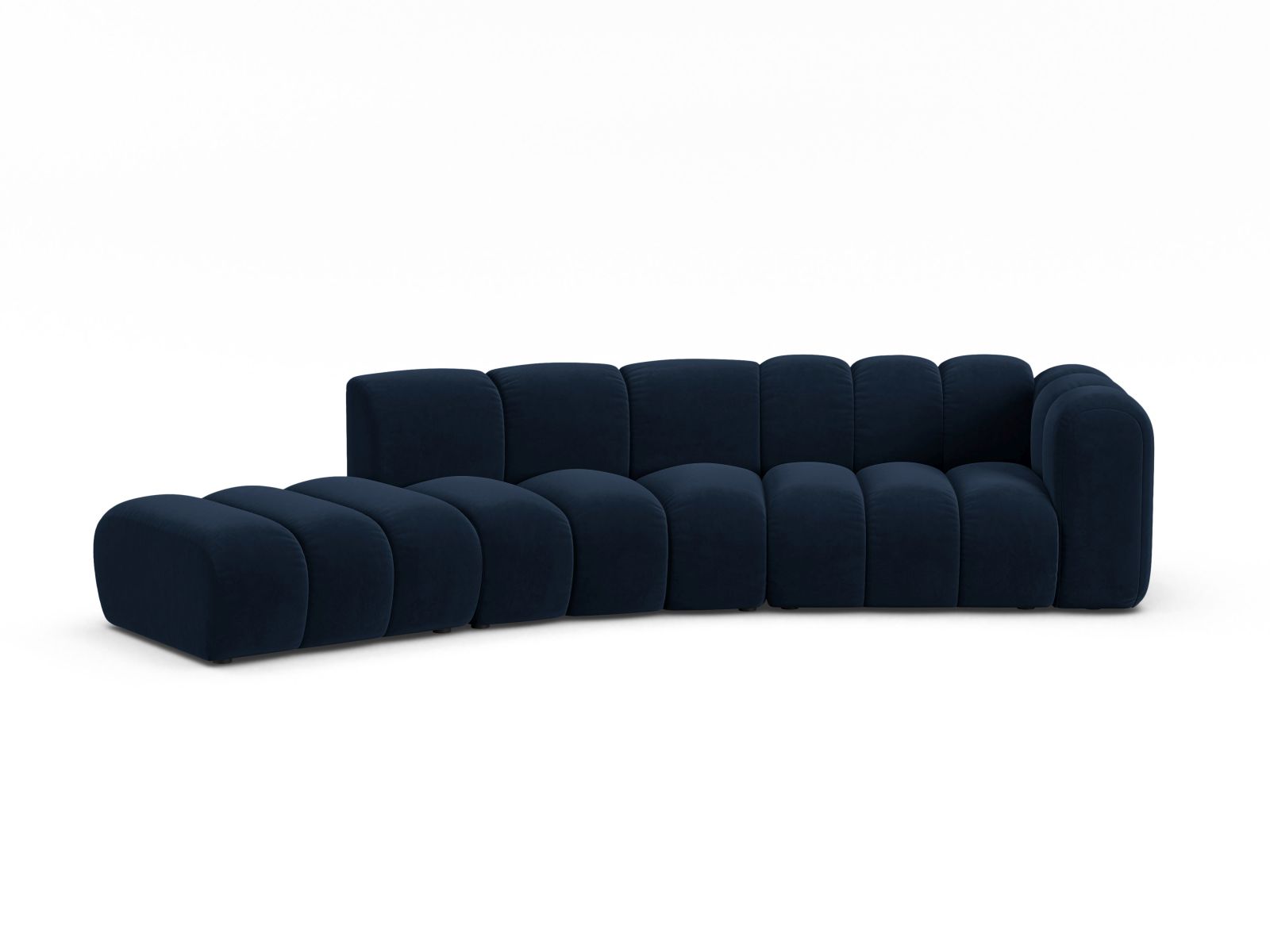 Velvet Left Modular Sofa, "Lupine", 5 Seats, 335x166x70
