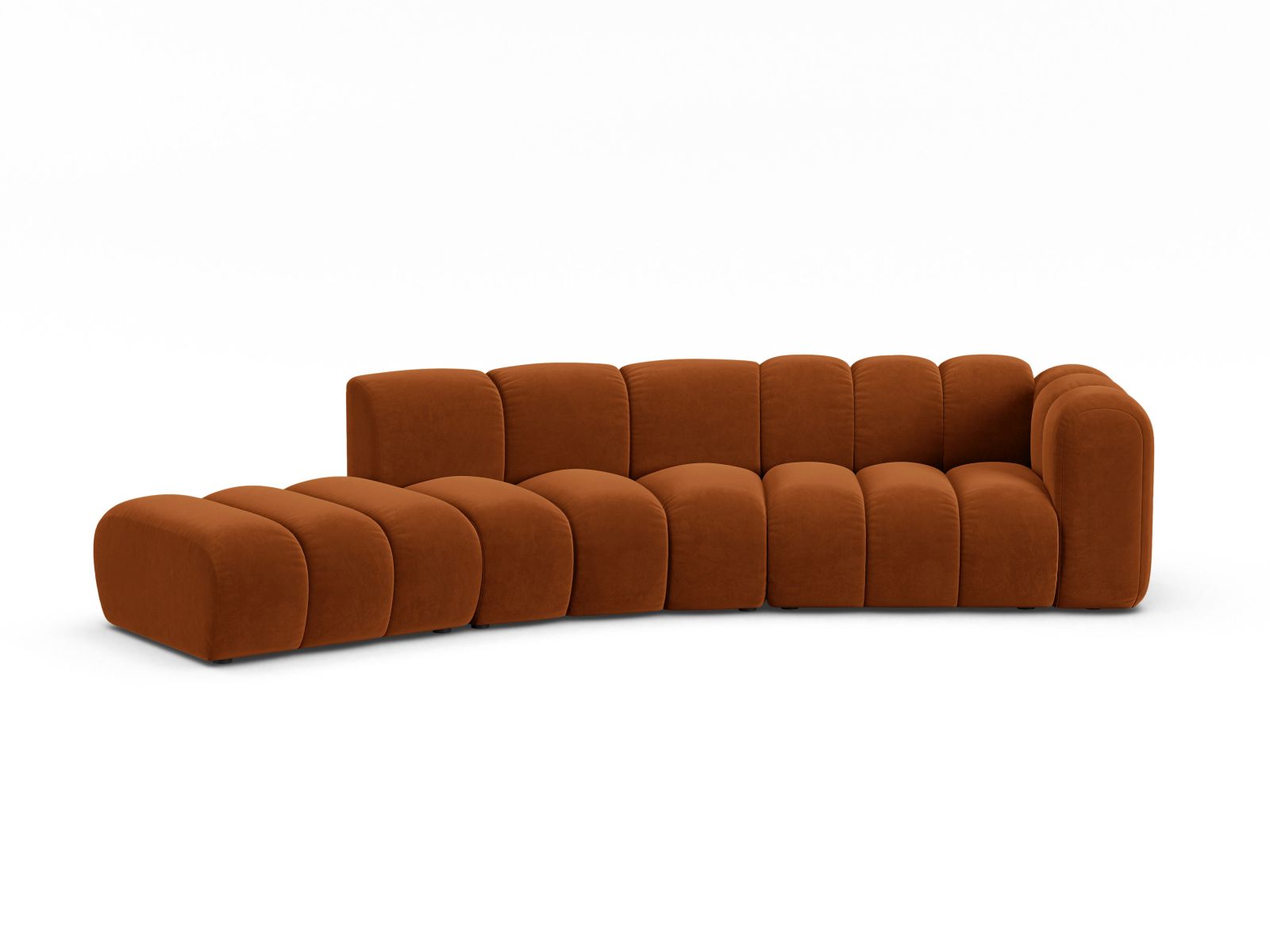 Velvet Left Modular Sofa, "Lupine", 5 Seats, 335x166x70
