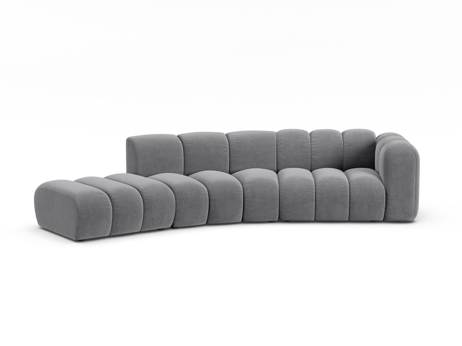 Velvet Left Modular Sofa, "Lupine", 5 Seats, 335x166x70
