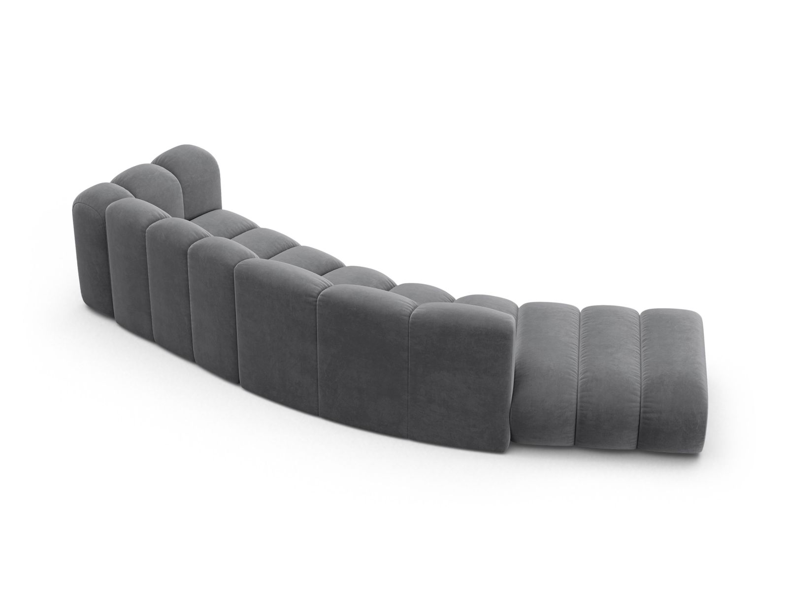 Velvet Left Modular Sofa, "Lupine", 5 Seats, 335x166x70