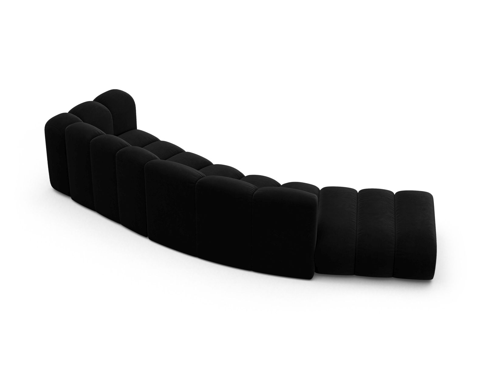 Velvet Left Modular Sofa, "Lupine", 5 Seats, 335x166x70