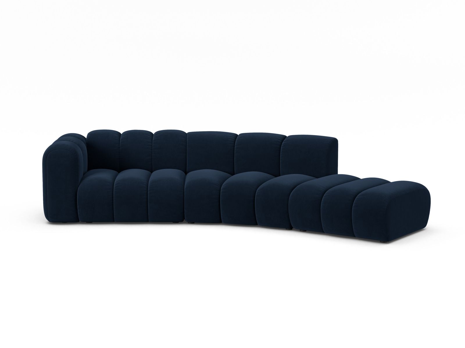 Velvet Right Modular Sofa, "Lupine", 5 Seats, 335x166x70