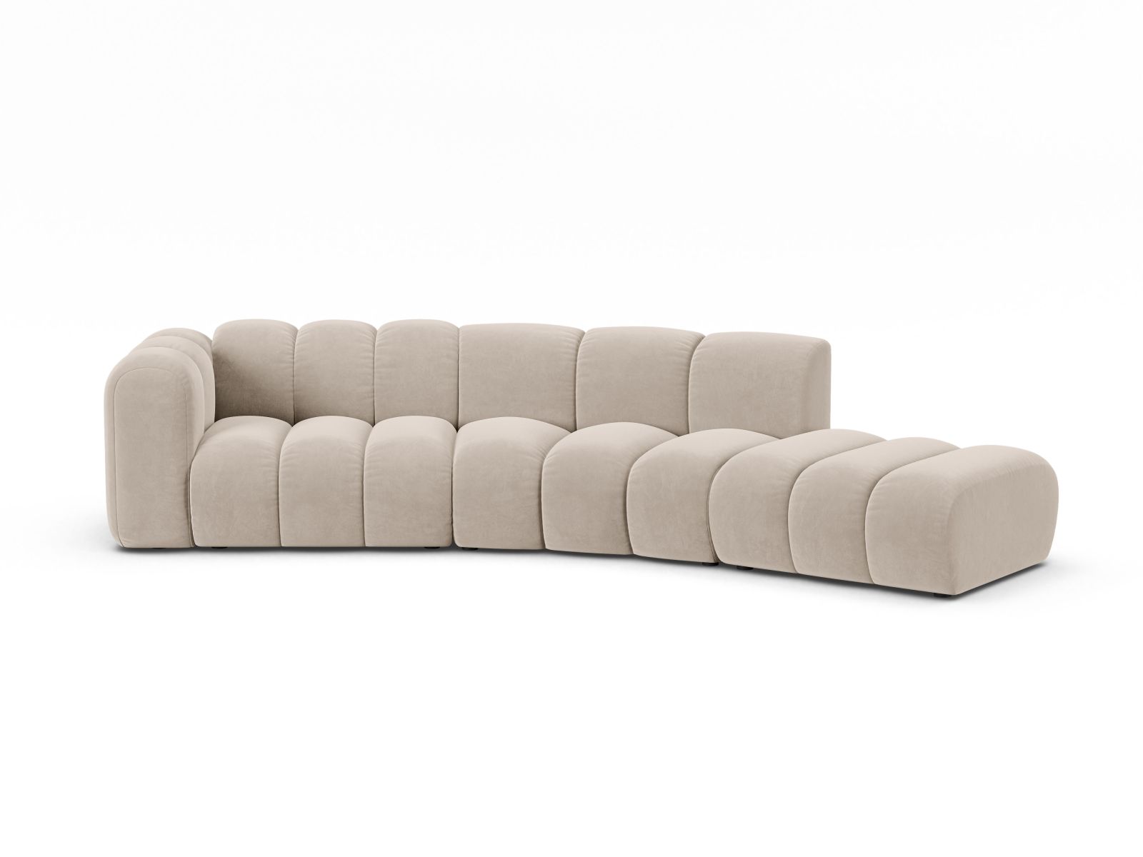 Velvet Right Modular Sofa, "Lupine", 5 Seats, 335x166x70