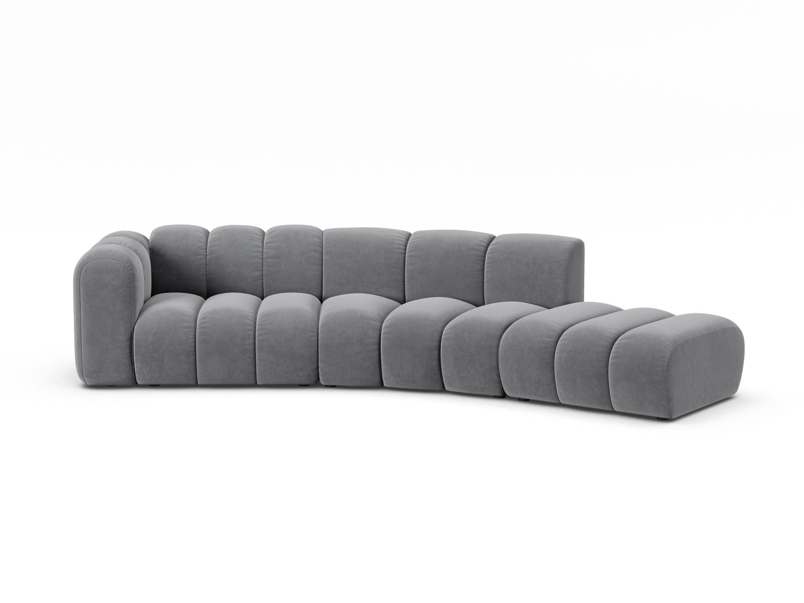 Velvet Right Modular Sofa, "Lupine", 5 Seats, 335x166x70