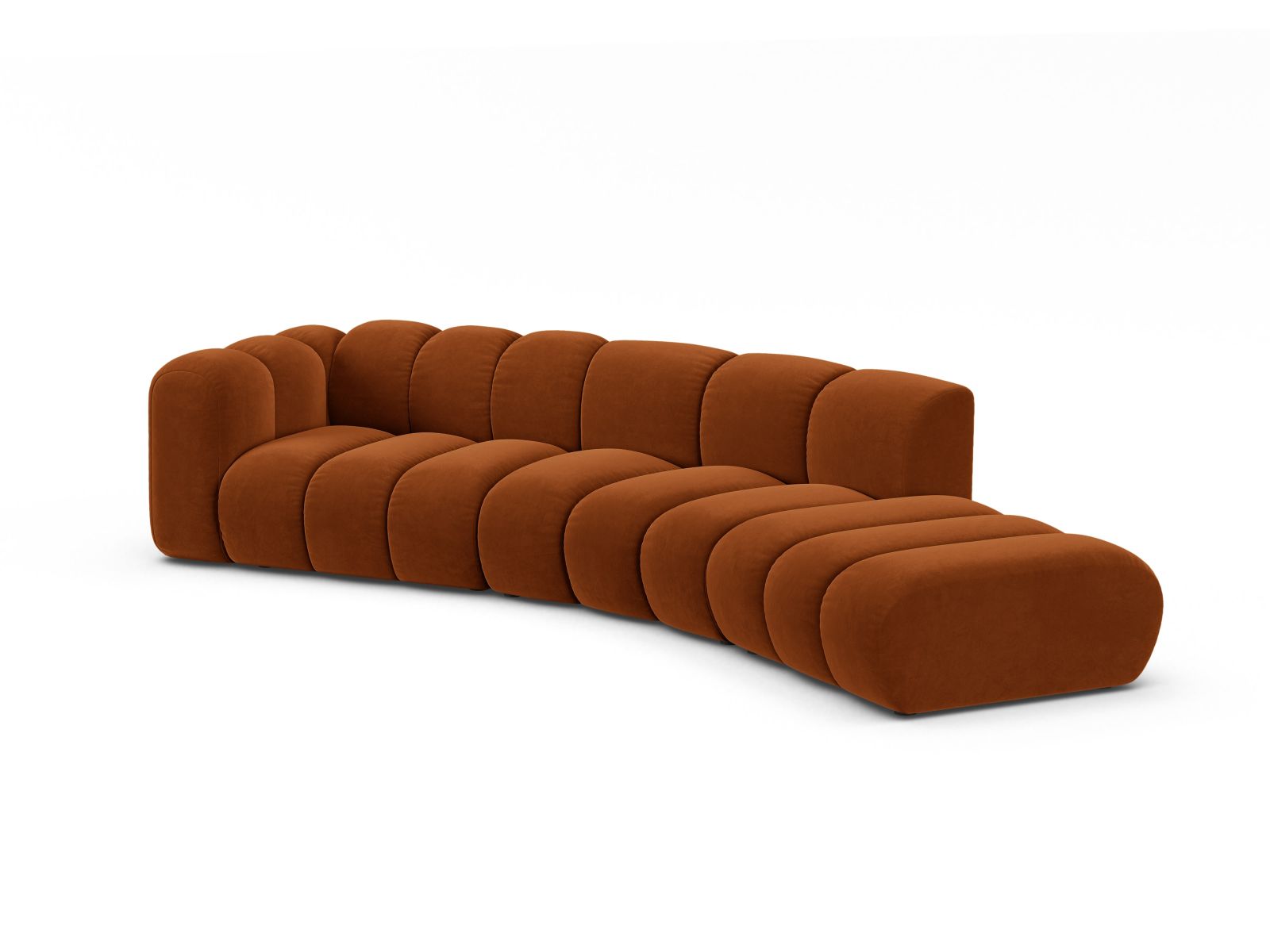 Velvet Right Modular Sofa, "Lupine", 5 Seats, 335x166x70