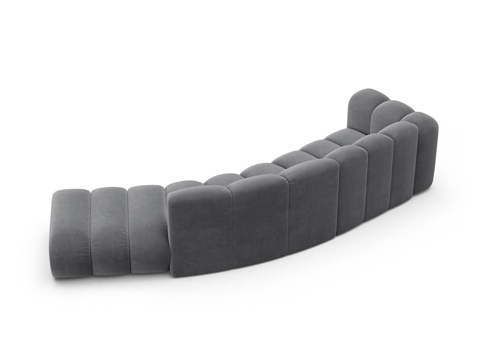 Velvet Right Modular Sofa, "Lupine", 5 Seats, 335x166x70