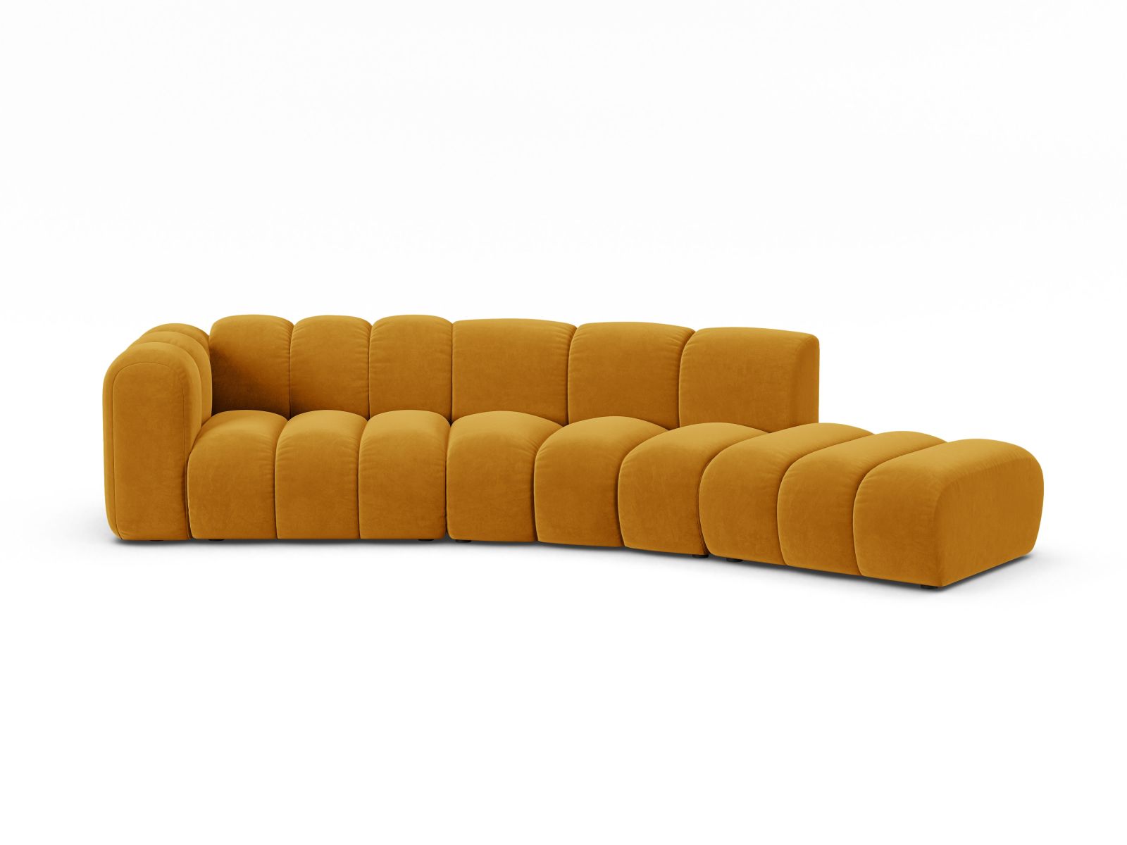 Velvet Right Modular Sofa, "Lupine", 5 Seats, 335x166x70