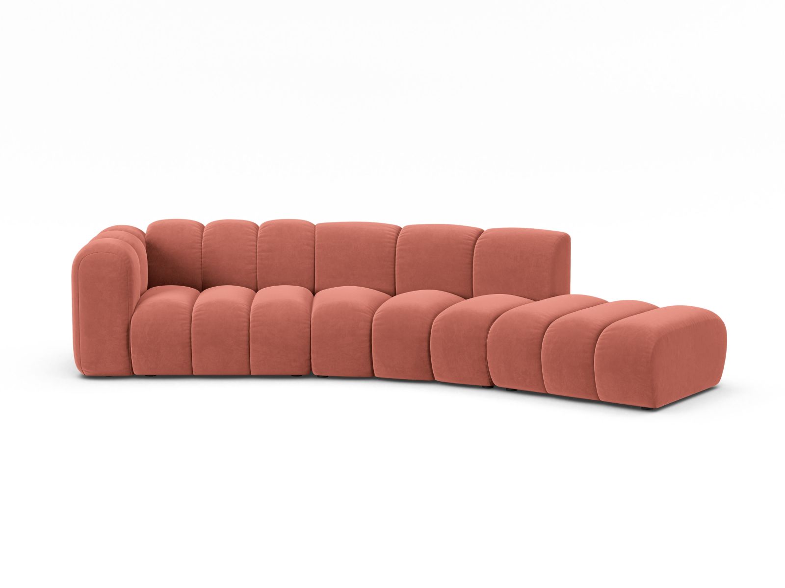 Velvet Right Modular Sofa, "Lupine", 5 Seats, 335x166x70