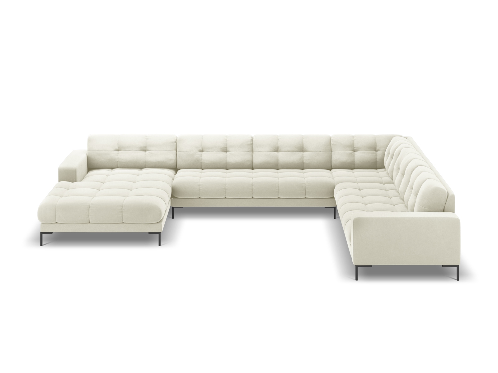 Velvet Panoramic Right Corner Sofa, "Mamaia", 7 Seats, 327x256x75